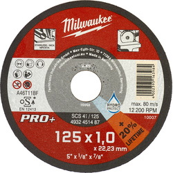 Milwaukee Milwaukee Doorslijpschijf metaal PRO+ SCS41 125x1x22,5mm - 22454 - van Toolstation