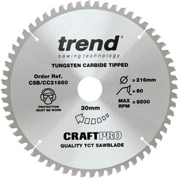 Trend Trend Crosscut cirkelzaagblad 216x30x2,6mm 60T - 23129 - van Toolstation
