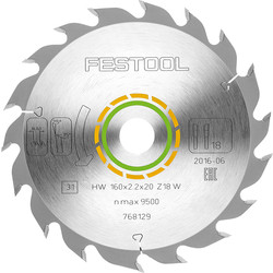 Festool Festool cirkelzaagblad 160x2,2x20mm 18T 24050 van Toolstation
