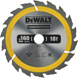 DeWALT / DeWALT cirkelzaagblad Construction hout 160x20x2,4mm 18T