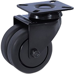 Meso Dubbel zwenkwiel TP-rubber zwart 77x67mm - 150kg draagvermogen 36321 van Toolstation