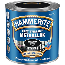 Hammerite Hammerite hoogglans metaallak 250ml zwart S060 - 42645 - van Toolstation