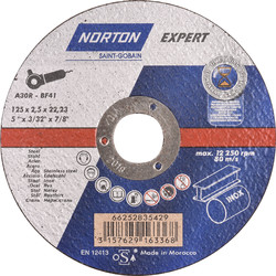 Norton Expert Norton Expert doorslijpschijf staal/inox 125x2,5x22,23mm 45346 van Toolstation