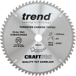 Trend Trend Cirkelzaagblad 305x30x3.0mm 64T 49917 van Toolstation