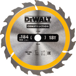 DeWalt DeWalt cirkelzaagblad DT1938-QZ 184x16mm18T 50372 van Toolstation