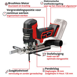 Einhell TP-JST 18/135 Li BL - Solo - Accu Decoupeerzaag - Power X-Change