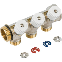 Begetube Begetube verdeler met afsluitkranen 1"- 3xM24 81529 van Toolstation
