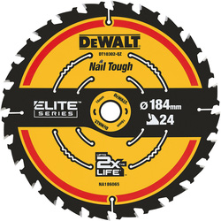 DeWalt DeWALT ELITE Cirkelzaagblad, Standard, kerf 1,65mm 184x16x24t 83189 van Toolstation