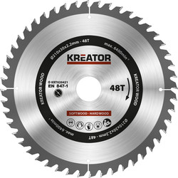 Kreator HM cirkelzaagblad hout 210x30x2.0mm 48T 93983 van Toolstation