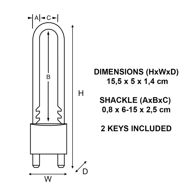 Master Lock hangslot met verstelbare beugel, 70 tot 155 mm