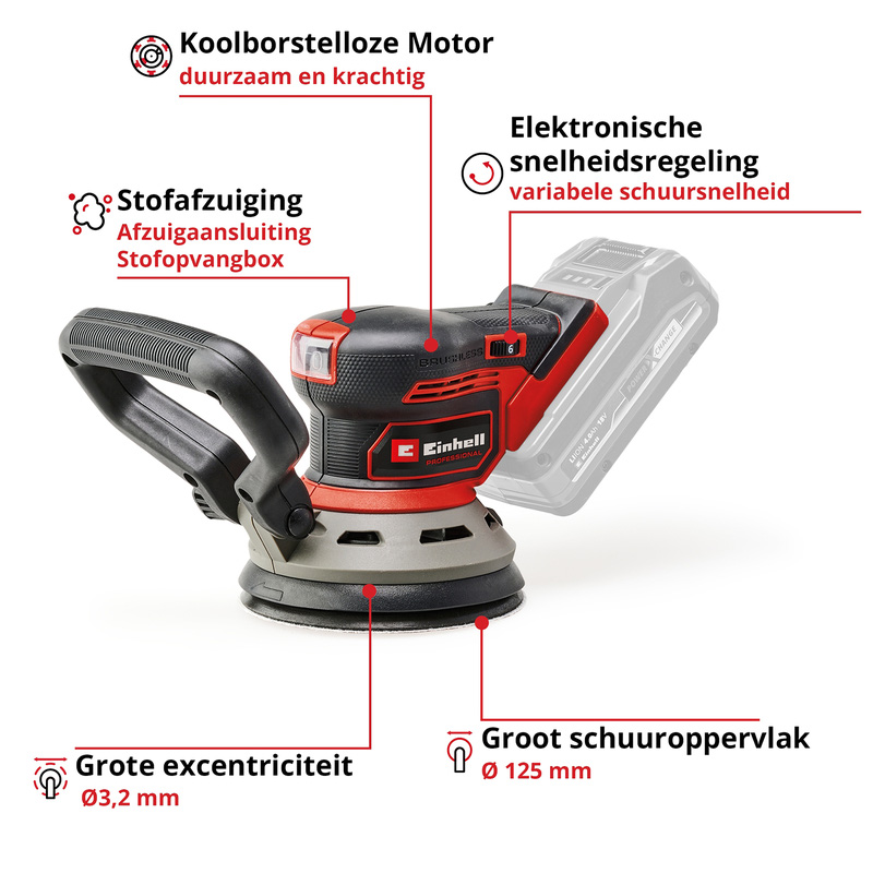 Einhell TP-RS 18/32 Li BL Solo accu excentrische Schuurmachine (body)