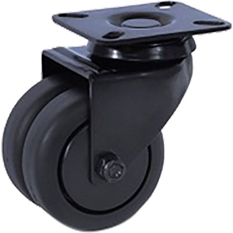 Dubbel zwenkwiel TP-rubber zwart