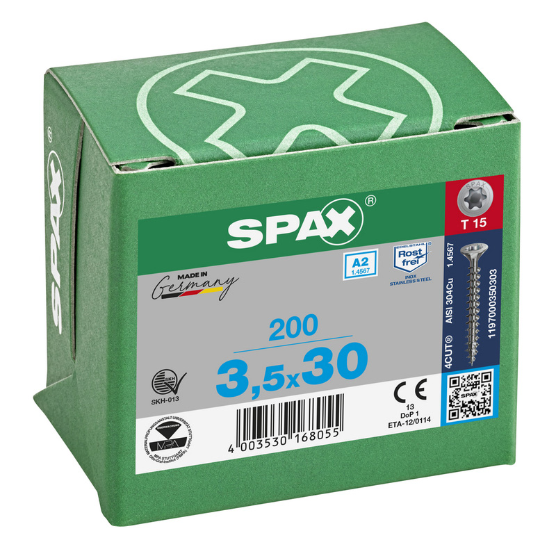 Spax universele schroeven T-STAR plus platkop voldraad RVS
