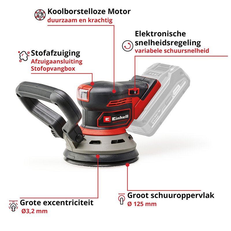 Einhell TP-RS 18/32 Li BL - Solo - Accu Excentrische Schuurmachine - Power X-Change