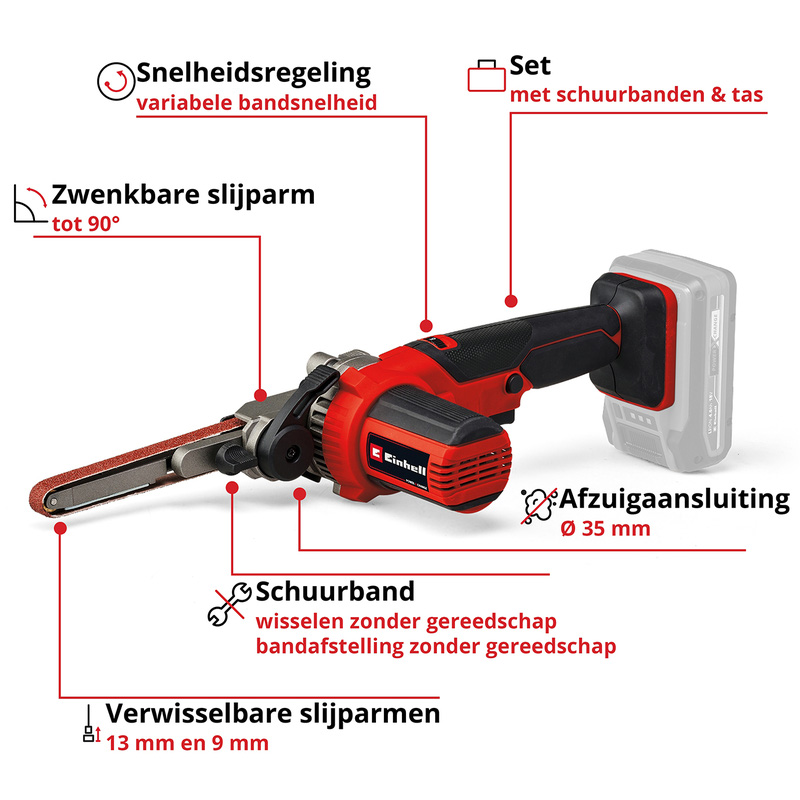 Einhell TE-BF 18 Li Solo - Accu Vijl-/Bandschuurmachine - Power X-Change