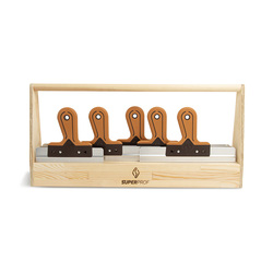Super Prof / Super Prof houten gereedschapsbak met 5 spackmessen soft handgreep 2