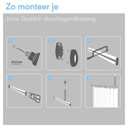 Sealskin Easy Roll douchegordijnstangset 90x90x90cm 10