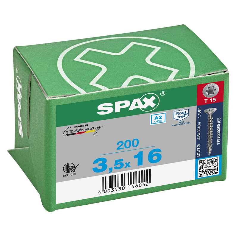 Spax / Spax universele schroeven T-STAR plus platkop voldraad RVS