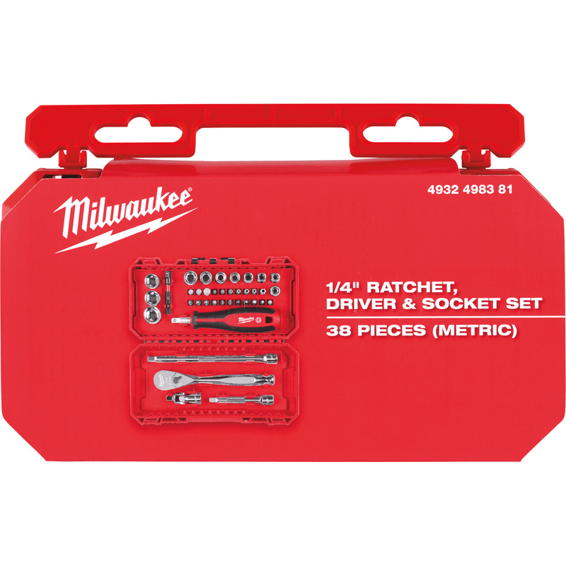 Milwaukee / Milwaukee doppenset en ratel 1/4" FOUR FLAT™ in PACKOUT ready box