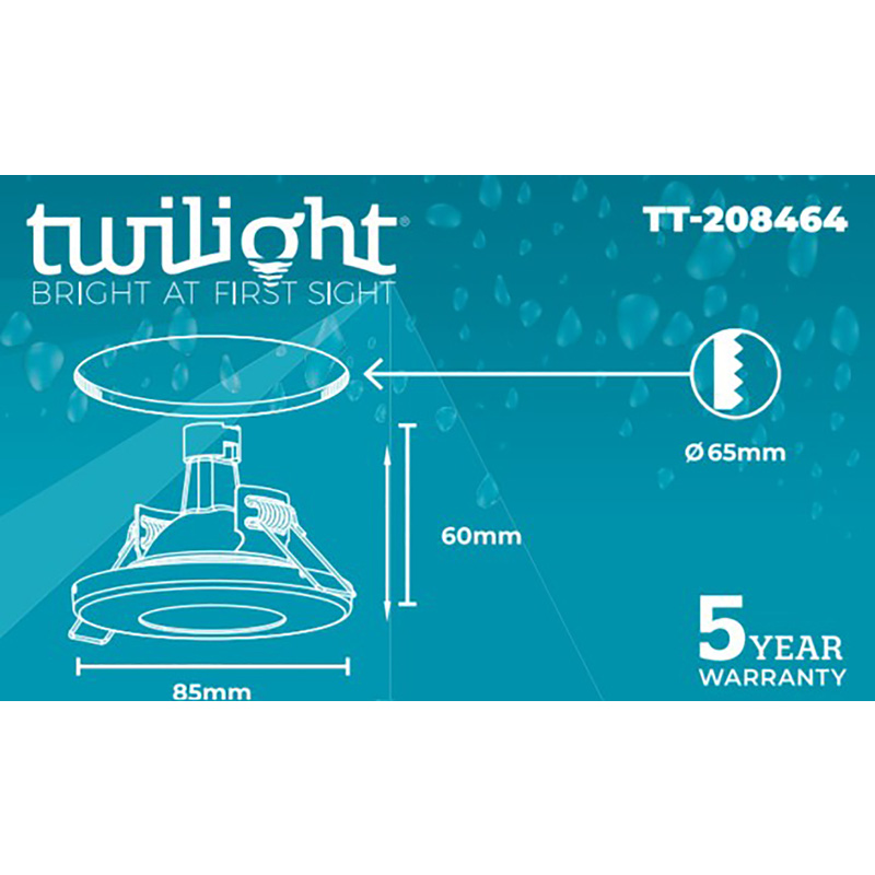 Twilight / Twilight inbouwspot rond vast IP65