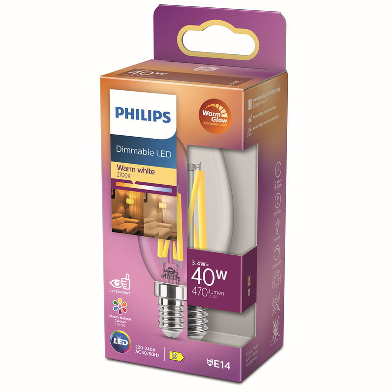 Philips / Philips LED lamp kaars transparant E14
