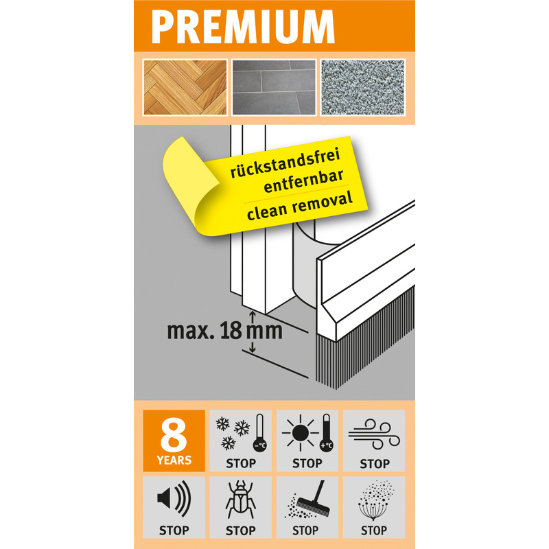 Fix-o-moll / Fix-o-moll tochtstrip deur premium zelfklevend borstel