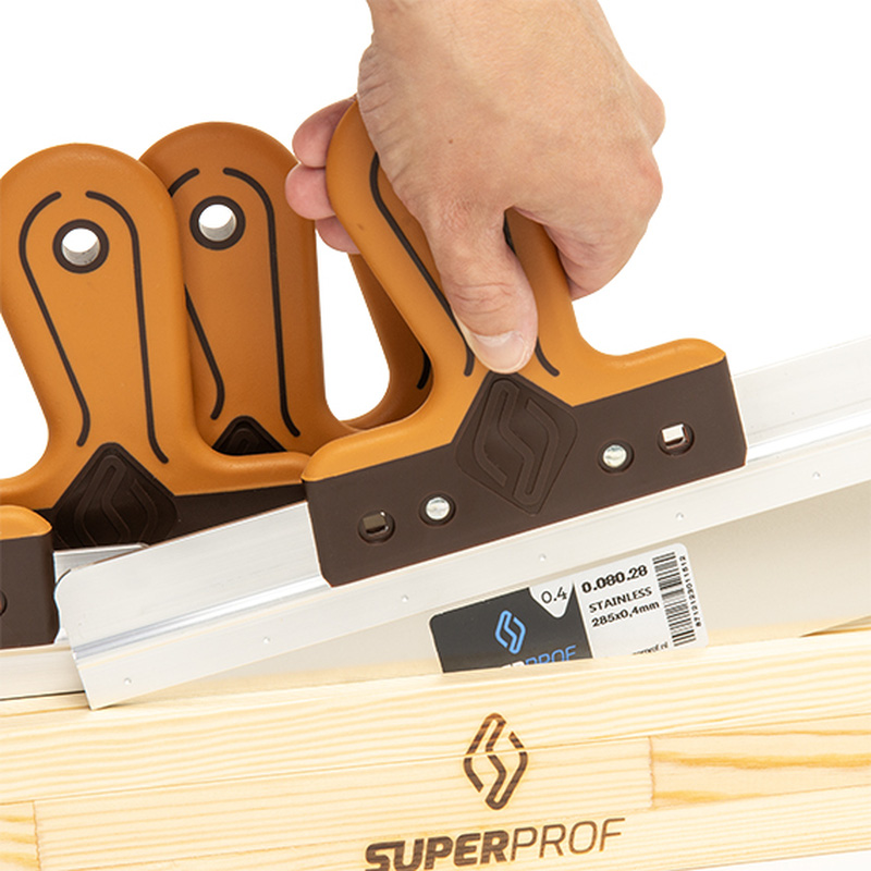 Super Prof / Super Prof houten gereedschapsbak met 5 spackmessen soft handgreep