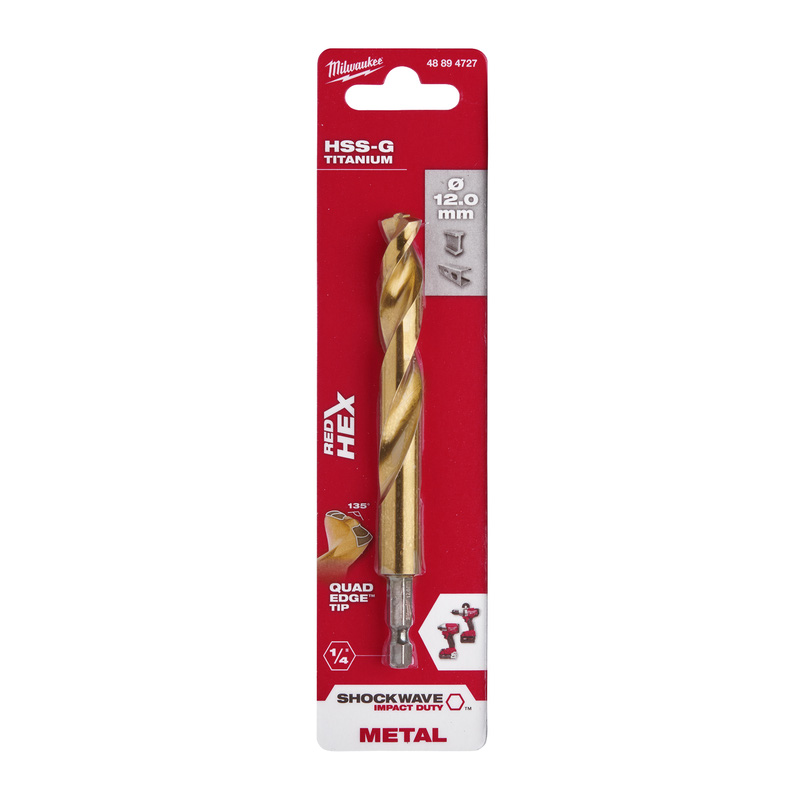 Milwaukee / Milwaukee Metaalboor HSS-G Tin Red Hex shockwave