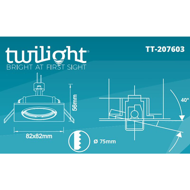 Twilight / Twilight inbouwspot vierkant richtbaar IP20