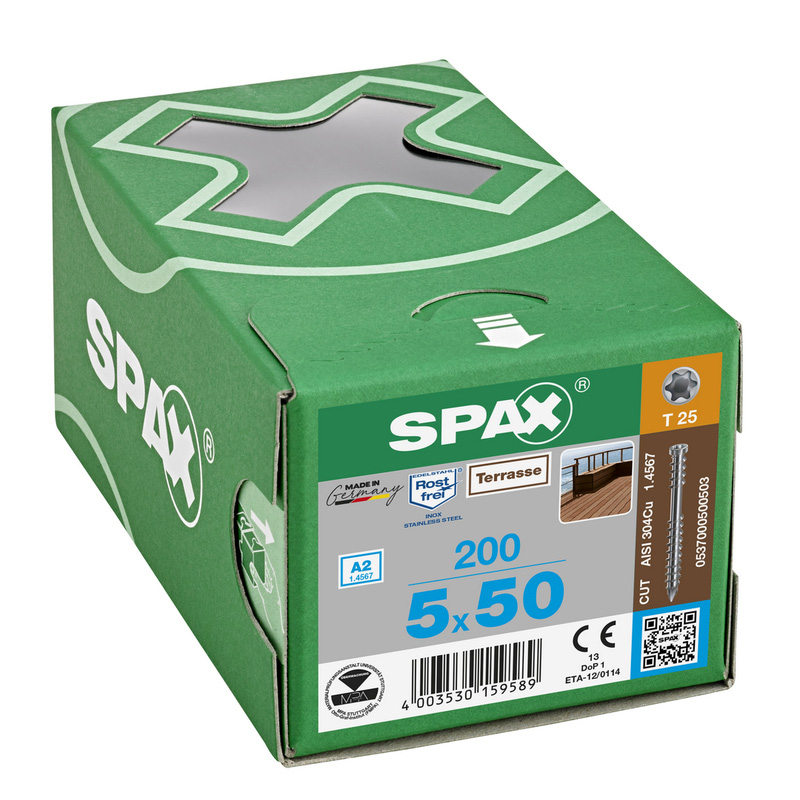 Spax / Spax T-STAR plus platkop RVS vlonderschroeven